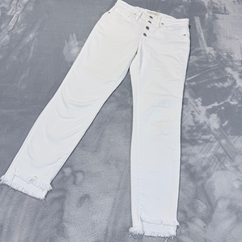 Madewell 10 High-Rise Skinny Jeans White Button Fly Step Hem 27